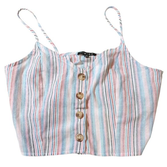 Timing Very cute multicolor Womens Halter top with front buttons Size Me… - Picture 1 of 6